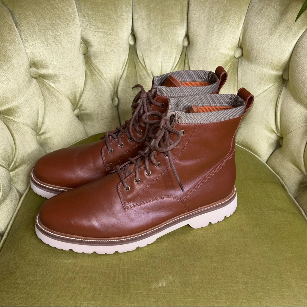 COLE HAAN American Classics Plain Toe Boot Waterproof British Tan /Egret Size 12 - Picture 10 of 11